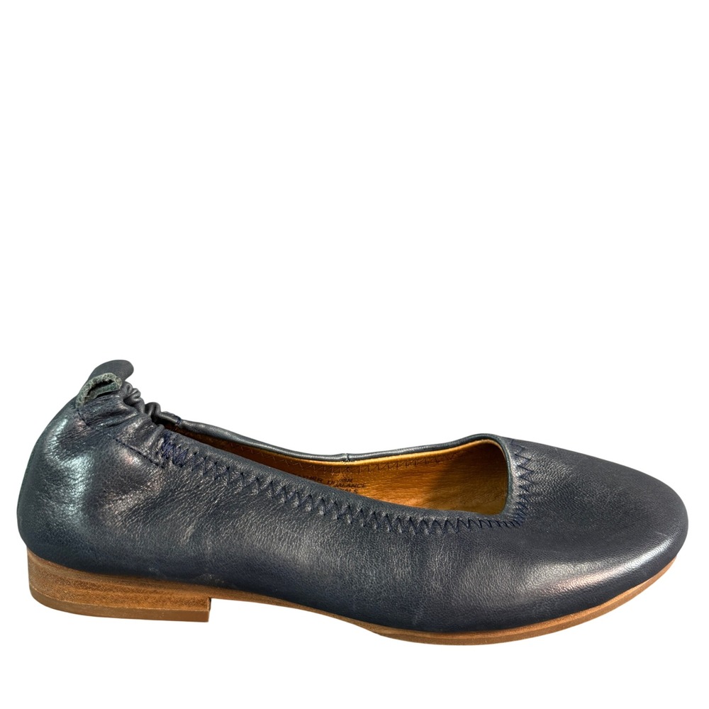 Sofft Navy Blue Leather Ballet Flats Elastic Topline Round Toe Slip On Shoes 42